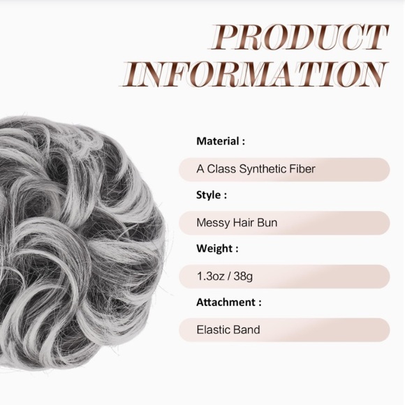 Feshfen Messy Hair Bun Stylish Gray Hair Bun Extension - Picture 5 of 5
